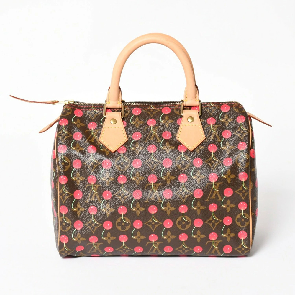 LOUIS VUITTON Speedy Handbag Monogram Cherry Red Brown Takashi Murakami